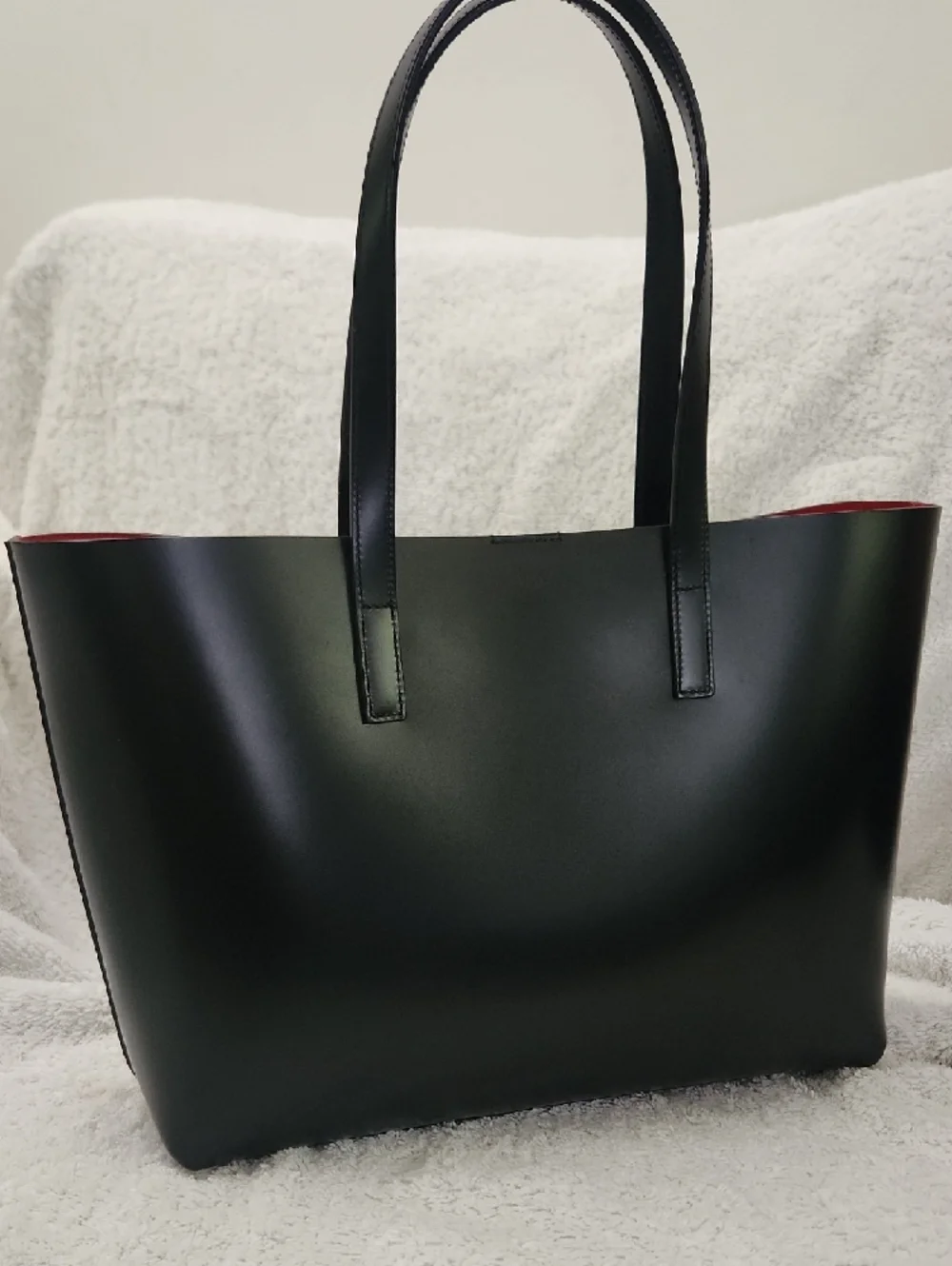 Saint Laurent Black Leather Tote with Red Interior and Gold YSL Charm NEW! - Picture 2 of 13